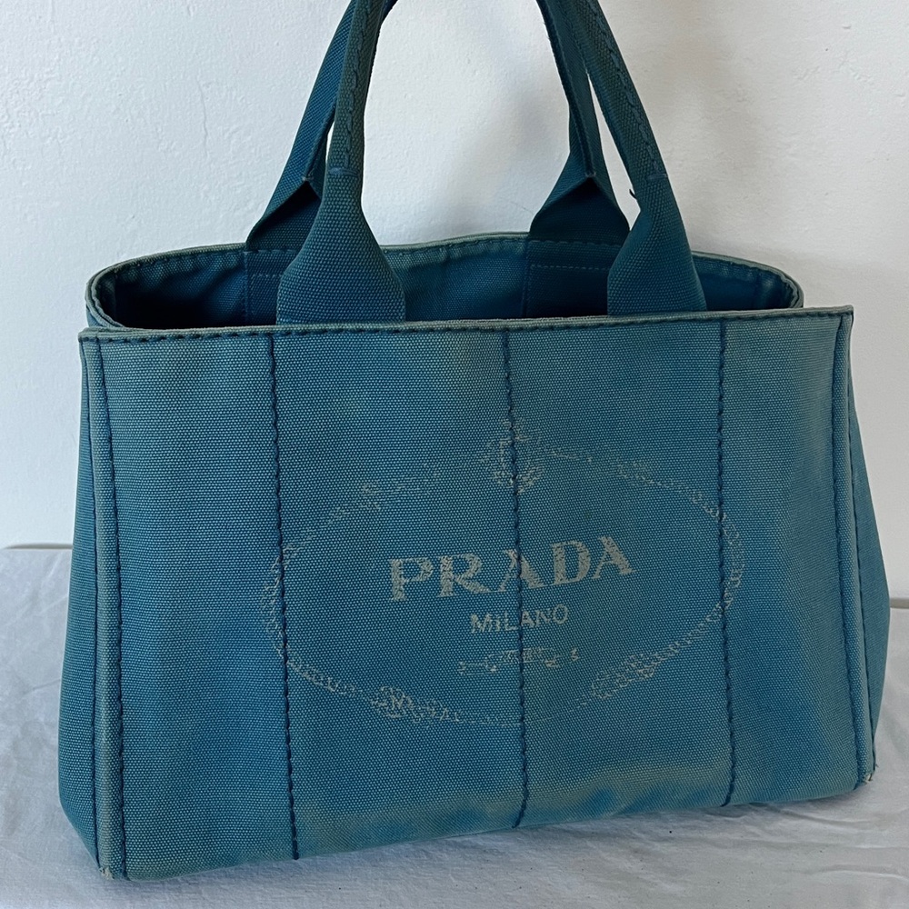 Prada Teal Canapa Tote Bag
